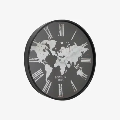 Barker and Stonehouse Black Map Clock Wood | Barker & Stonehouse