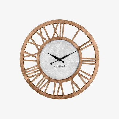 Barker and Stonehouse Wooden Cut Out Roman Numeral Wall Clock, Brown | Barker & Stonehouse