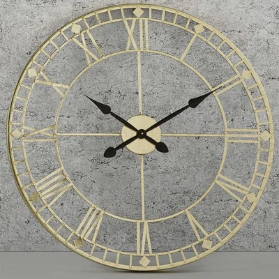 Barker and Stonehouse Metal Round Skeleton Wall Clock, Antique Gold