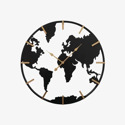 Barker and Stonehouse Stencil Map Clock, Black Metal | Barker & Stonehouse