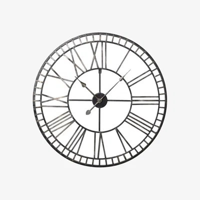 Barker and Stonehouse Large Black & Gold Metal Clock, Round | Barker & Stonehouse