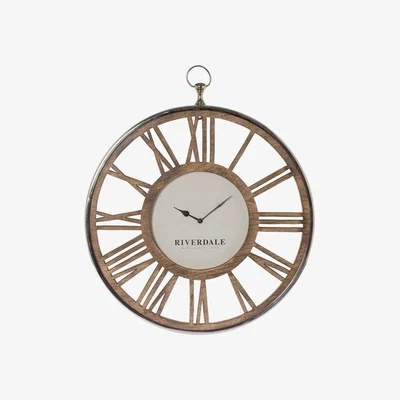 Barker and Stonehouse Wood & Chrome Numerals Wall Clock | Barker & Stonehouse