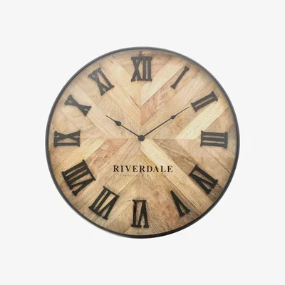 Barker and Stonehouse Wooden Chevron Roman Numeral Wall Clock, Brown | Barker & Stonehouse