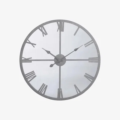 Barker and Stonehouse Grey Roman Numeral Mirror Clock Metal | Barker & Stonehouse