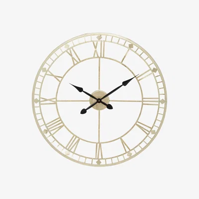 Barker and Stonehouse Antique Gold Metal Round Skeleton Wall Clock | Barker & Stonehouse