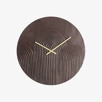Barker and Stonehouse Brown Etched Clock, Round Metal | Barker & Stonehouse