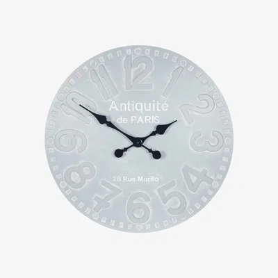 Barker and Stonehouse Stone Grey Round Wooden Clock | Barker & Stonehouse
