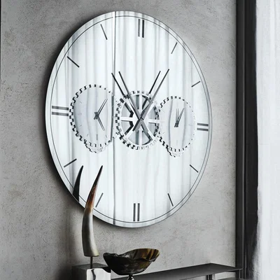 Barker and Stonehouse Cattelan Italia Times Mirror/Clock, Round, Silver | Barker & Stonehouse
