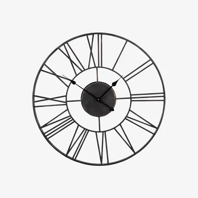 Barker and Stonehouse Outdoor Skeletal Wall Clock, Black Metal | Barker & Stonehouse