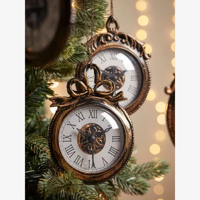 Cox and Cox Six Gilded Clock Baubles