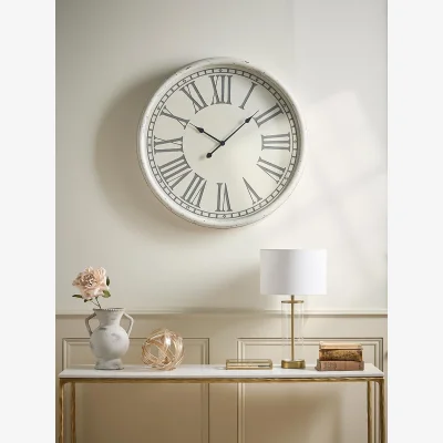Cox and Cox Antiqued Cream Wooden Clock