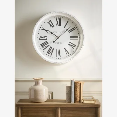 Cox and Cox Distressed White Wooden Clock