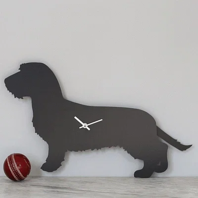 Cuckooland Wagging Tail Wire Haired Dachshund Dog Clock