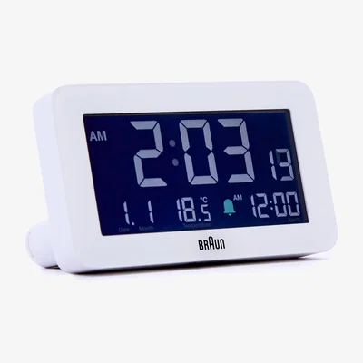 The Conran Shop BC10 Digital Alarm Clock in White By Braun
