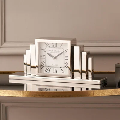Dunelm Art Deco Mantel Clock Silver