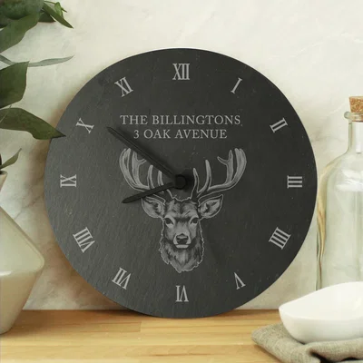 Dunelm Personalised Stag Slate Wall Clock