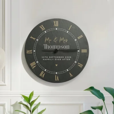 Dunelm Personalised Couples Slate Wall Clock