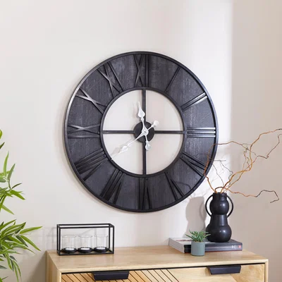 Dunelm Fulton Industrial Skeleton Wall Clock Charcoal