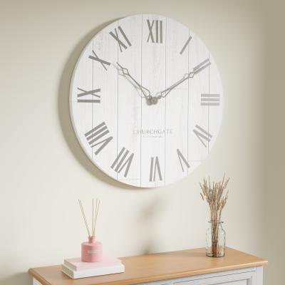 Dunelm Cream Distressed Wooden 60cm Clock White