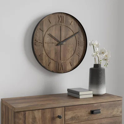 Dunelm Fulton 60cm Wall Clock Dark Wood (Brown)