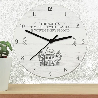 Dunelm Personalised Home Shabby Chic Wooden Wall Clock White