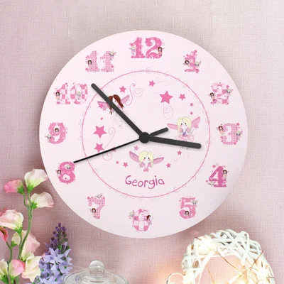 Dunelm Personalised Fairy Wall Clock Pink