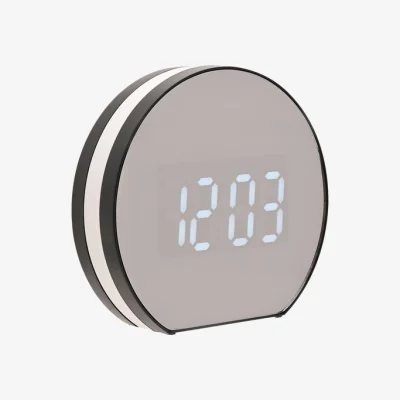 Dunelm Hometime Round Mirrored Light Up Digital Alarm Clock