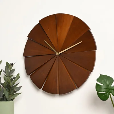Dunelm Interval Segmented Pine Round Wall Clock
