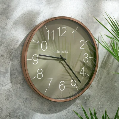 Dunelm Indoor Outdoor Elements Olive Walnut Clock 41cm Walnut (Brown)