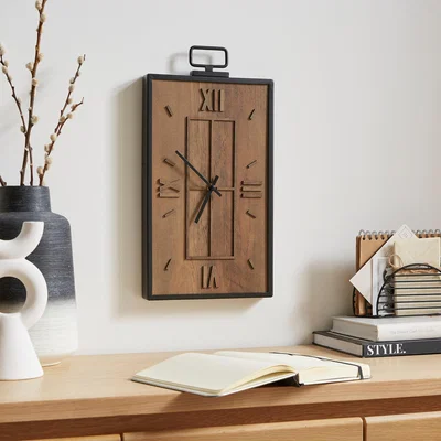 Dunelm Fulton Industrial Rectangular Wall Clock Black