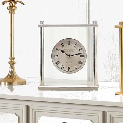 Dunelm Square Framed Mantel Clock Nickel