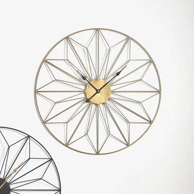 Dunelm Antique Gold Geo Design Wall Clock 77cm Gold