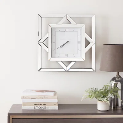Dunelm Luxe Geo Clock 50cm Silver