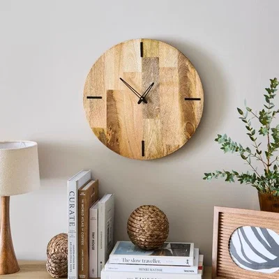 Dunelm Light Mango Wood Round Wall Clock