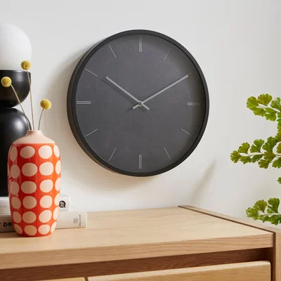 Dunelm Concrete Effect Round Wall Clock Black