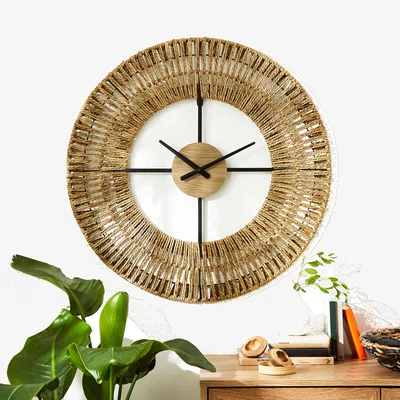 Dunelm Seagrass Skeleton Clock, 70cm Natural