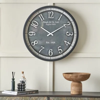 Dunelm Weathered Wood Effect Round Wall Clock