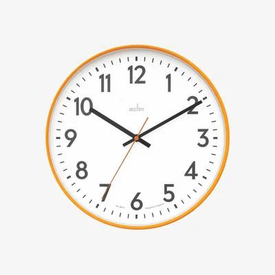 Dunelm Acctim Hugo Modern Bright Wall Clock Tangerine Dream