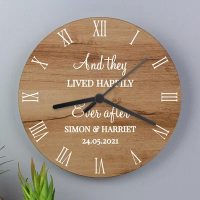 Dunelm Personalised Message Wood Effect Wall Clock Natural