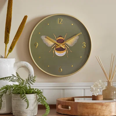 Dunelm Bee Wall Clock Gold