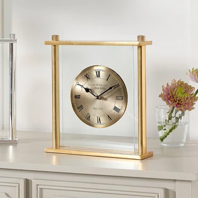 Dunelm Square Framed Mantel Clock Gold