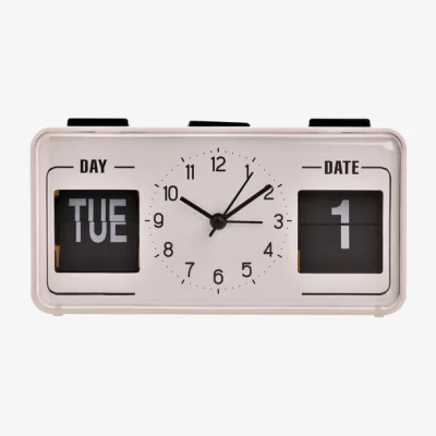 Dunelm Hometime Retro Calendar Analogue Alarm Clock