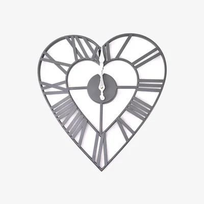 Dunelm Hestia Grey Heart Wall Clock