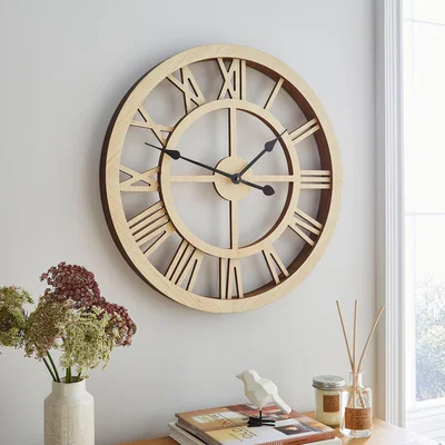 Dunelm Wood Effect Skeleton Clock 60cm Wood (Brown)