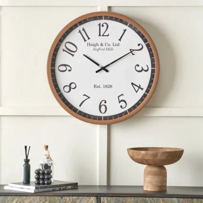 Dunelm Dark Wood Effect Round Wall Clock
