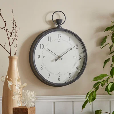 Dunelm Vintage Pocket Watch Indoor Outdoor Wall Clock Pewter