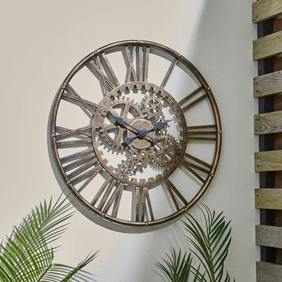 Dunelm Indoor Outdoor Cogs Clock 60cm Rust
