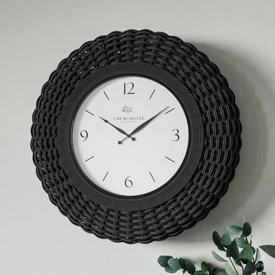 Dunelm Churchgate Wicker Silent Clock Brown