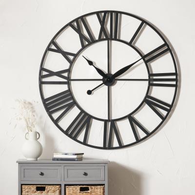 Dunelm Large Industrial Black Skeleton Wall Clock
