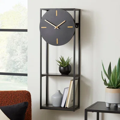 Dunelm Modern Shelf Clock Black